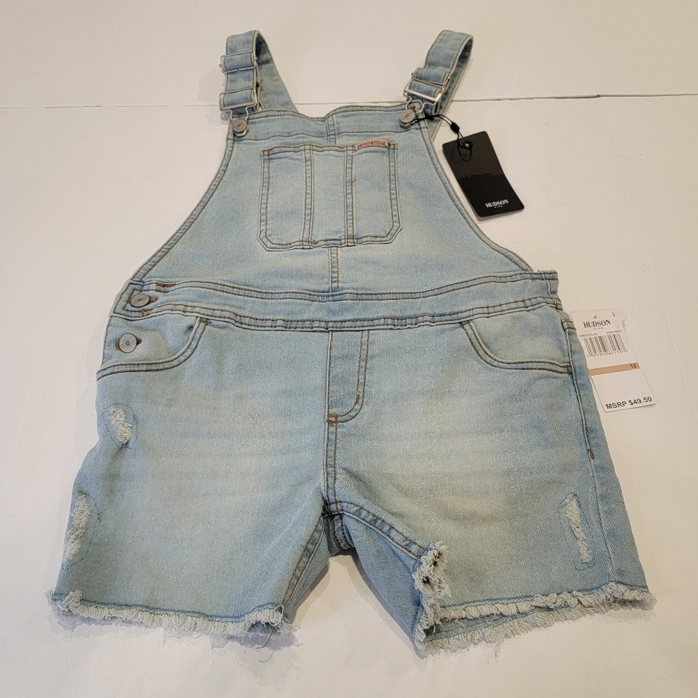 Hudson Kids Shortall Light Wash Overalls Size 12 NWT!